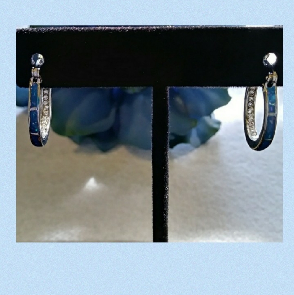 New Blue Fire Opal Earings